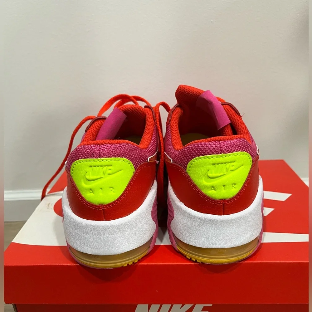 Nike Big Kids Air Max Sneakers in Red, Pink & Neon Yellow - Picture 3 of 4